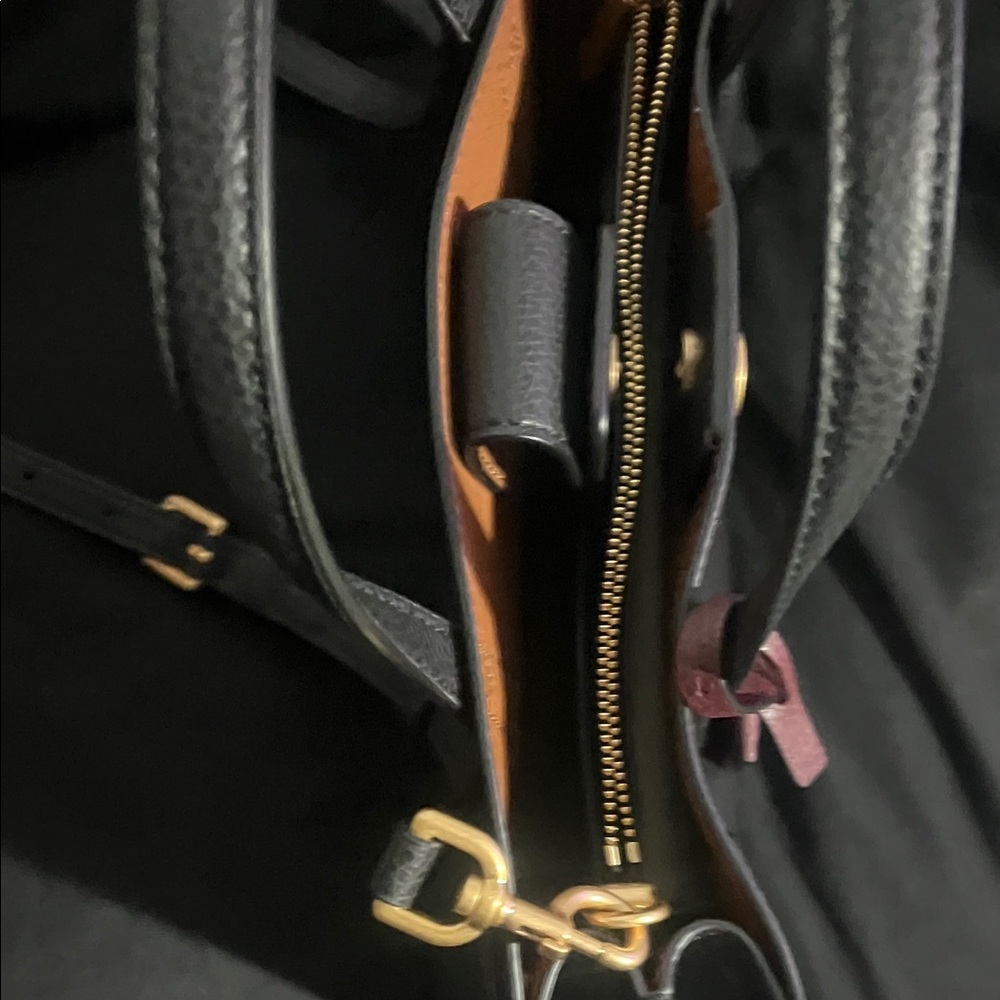 Tory Burch Black Satchel with Burgundy Tag and Gold Hardware - Picture 9 of 11